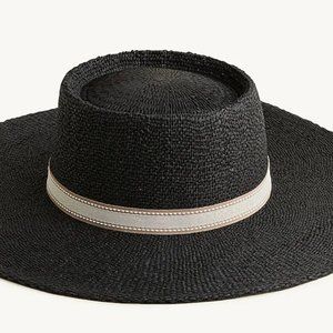 NWT- JCREW Contoured-crown straw boater hat OBO